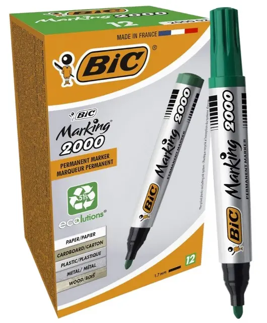КУТИЯ 12 БР. ПЕРМАНЕНТЕН МАРКЕР BIC - ЗЕЛЕН