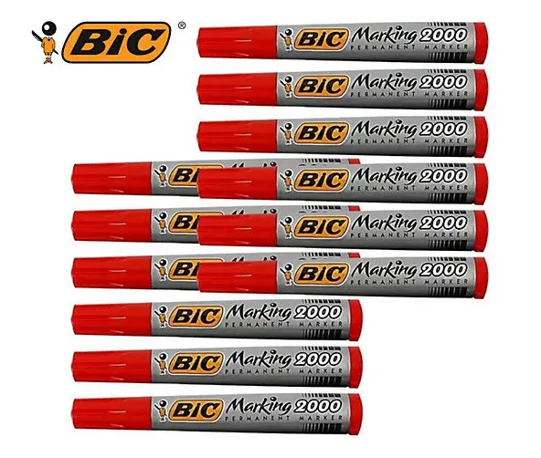 КУТИЯ 12 БР. ПЕРМАНЕНТЕН МАРКЕР BIC - ЧЕРВЕН - image 3
