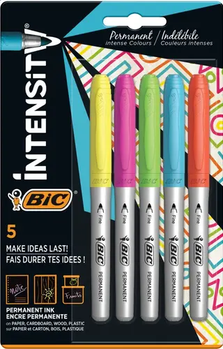 ПЕРМАНЕНТНИ МАРКЕРИ 5 ЦВЯТА INTENSITY ЗА РАЗЛИЧНИ ПОВЪРХНОСТИ BIC