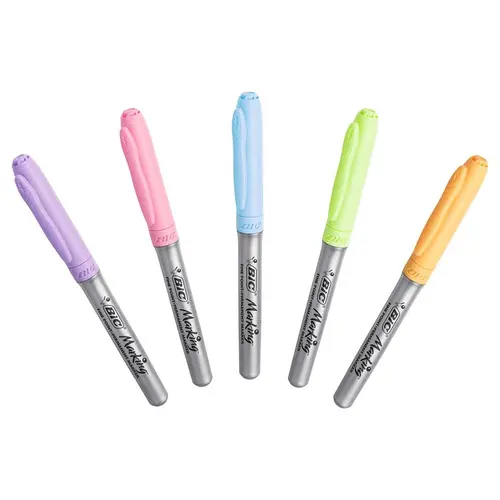 Markere permanente 5 culori pastel Intensity pentru diferite suprafețe BIC - 2