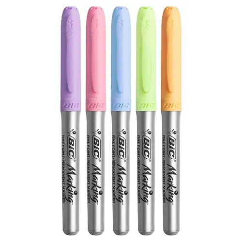 Markere permanente 5 culori pastel Intensity pentru diferite suprafețe BIC - 3