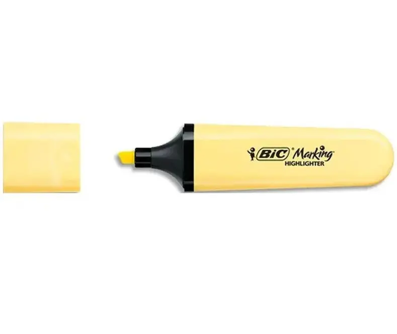 Textmarker plat galben pastel BIC