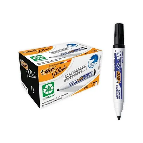 КУТИЯ OT 12 БР. МАРКЕР VELLEDA ЧЕРЕН ЗА БЯЛА ДЪСКА BIC