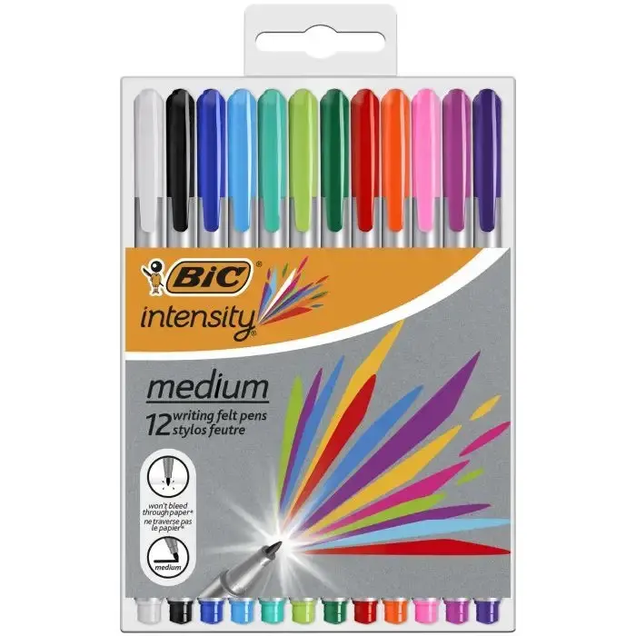 Markere colorate cu vârf subțire Intensity Medium Mix 12 BIC