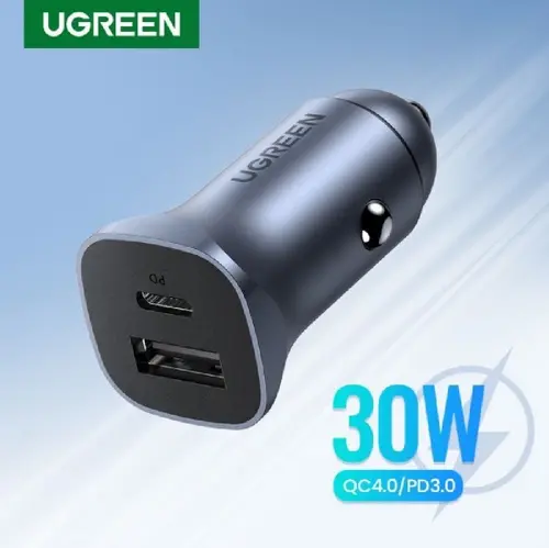 ЗАРЯДНО ЗА КОЛА 1xUSB-C+1xUSB A,30W,PD,QC С UGREEN - image 1