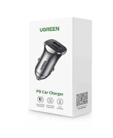 ЗАРЯДНО ЗА КОЛА 1xUSB-C+1xUSB A,30W,PD,QC С UGREEN - image 2