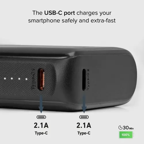 POWER BANK 10 000mAh,2xUSB-C,1xUSB A,10W SBS - BLACK - image 3