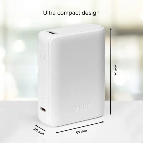 POWER BANK 10 000mAh,2xUSB-C,1xUSB A,10W, SBS - БЯЛ - image 6