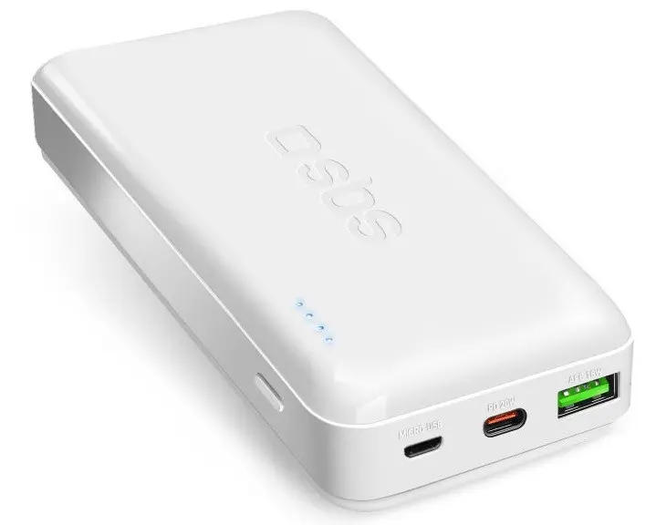 POWER BANK 20 000mAh,1xUSB C,1xUSB A,AFC SBS - WHITE
