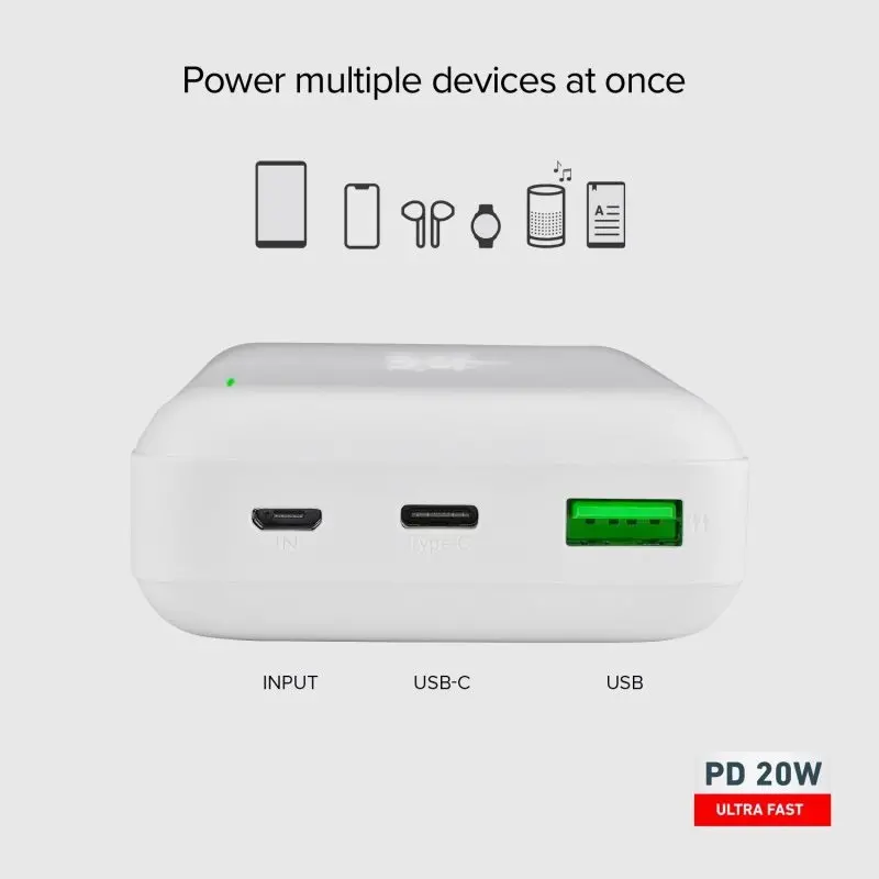 POWER BANK 20 000mAh,1xUSB C,1xUSB A,AFC SBS - WHITE - image 2