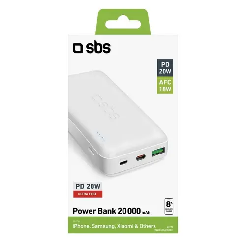 POWER BANK 20 000mAh,1xUSB C,1xUSB A,AFC SBS - WHITE - image 4
