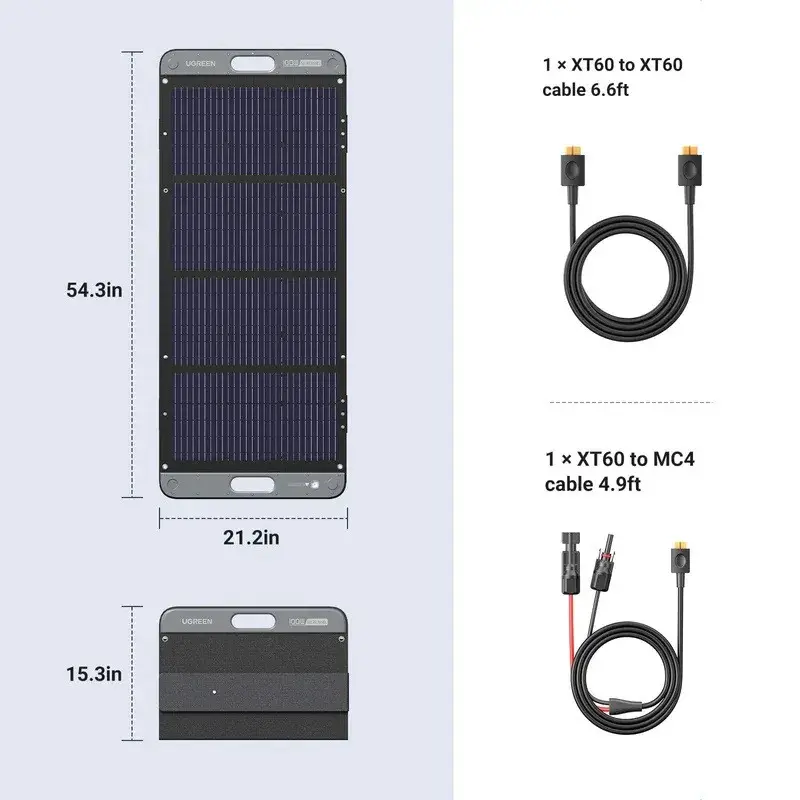 СОЛАРЕН ПАНЕЛ ЗА ЗАРЕЖДАЩИ СТАНЦИИ SC100 SOLAR PANEL 100W, 5.5A UGREEN - image 5