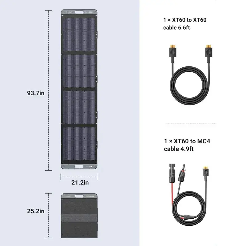 СОЛАРЕН ПАНЕЛ ЗА ЗАРЕЖДАЩИ СТАНЦИИ SC200 SOLAR PANEL 200W, 11A UGREEN - image 4