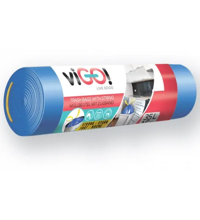 ТОРБИ ЗА СМЕТ BLUE 35L С ВРЪЗКА HD 15 БР. STANDARD VIGO - image 3