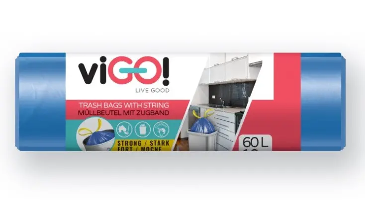ТОРБИ ЗА СМЕТ BLUE 60L С ВРЪЗКА HD 10 БР. STANDARD VIGO - image 1