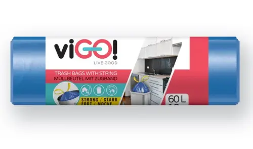 ТОРБИ ЗА СМЕТ BLUE 60L С ВРЪЗКА HD 10 БР. STANDARD VIGO - image 1