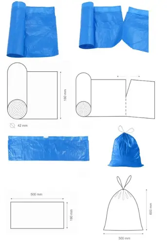 ТОРБИ ЗА СМЕТ BLUE 60L С ВРЪЗКА HD 10 БР. STANDARD VIGO - image 4
