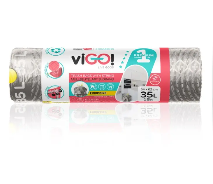 ТОРБИ ЗА СМЕТ SILVER 35L С ВРЪЗКА 15БР. PREMIUM №1 VIGO