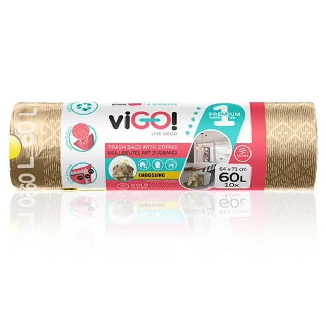 ТОРБИ ЗА СМЕТ GOLD 60L С ВРЪЗКА 10БР. PREMIUM №1 VIGO - image 1