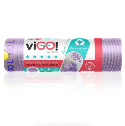 Saci de gunoi LD cu legătură lavandă 60L 8 buc. PREMIUM 1 VIGO - 1