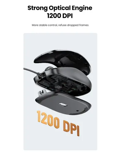Mouse de computer cu lungimea cablului 1.5m MU007 UGREEN - NEGRU - 5