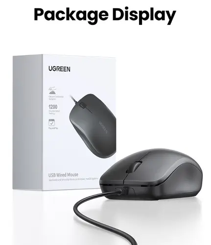 Mouse de computer cu lungimea cablului 1.5m MU007 UGREEN - NEGRU - 1