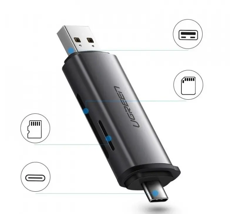 ЧЕТЕЦ ЗА КАРТИ CM185 CARD READER USB-C/USB-A, SD/micro SD UGREEN - image 2
