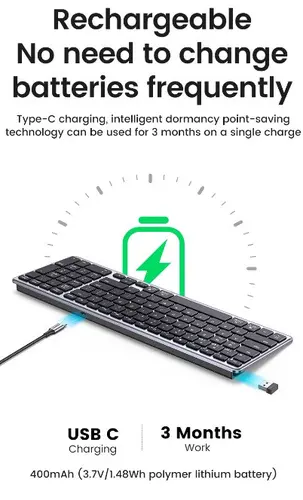 Ασύρματο πληκτρολόγιο KU005 ULTRA SLIM UGREEN - 10