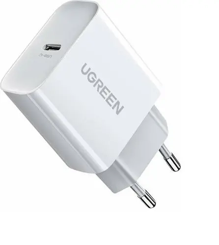 ЗАРЯДНО 220V 1xUSB-C, 20W, PD UGREEN - БЯЛ