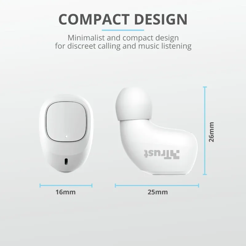 Слушалки, TRUST Nika Compact Bluetooth Earphones White - image 10