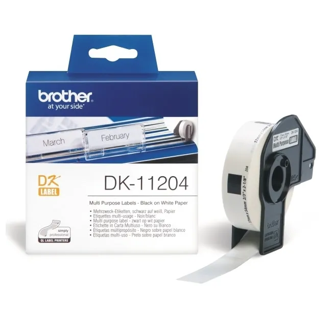 Консуматив, Brother DK-11204 Multi Purpose Labels, 17mmx54mm, 400 labels per roll, Black on White