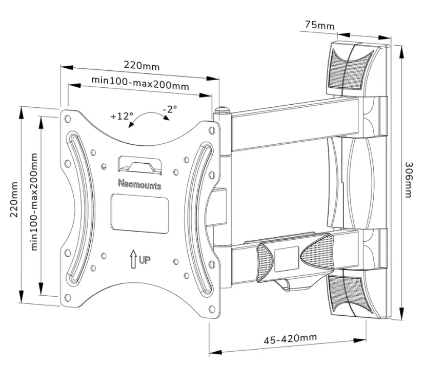 Стойка, Neomounts Screen Wall Mount (full motion, 3 pivots, VESA 200x200) - image 6