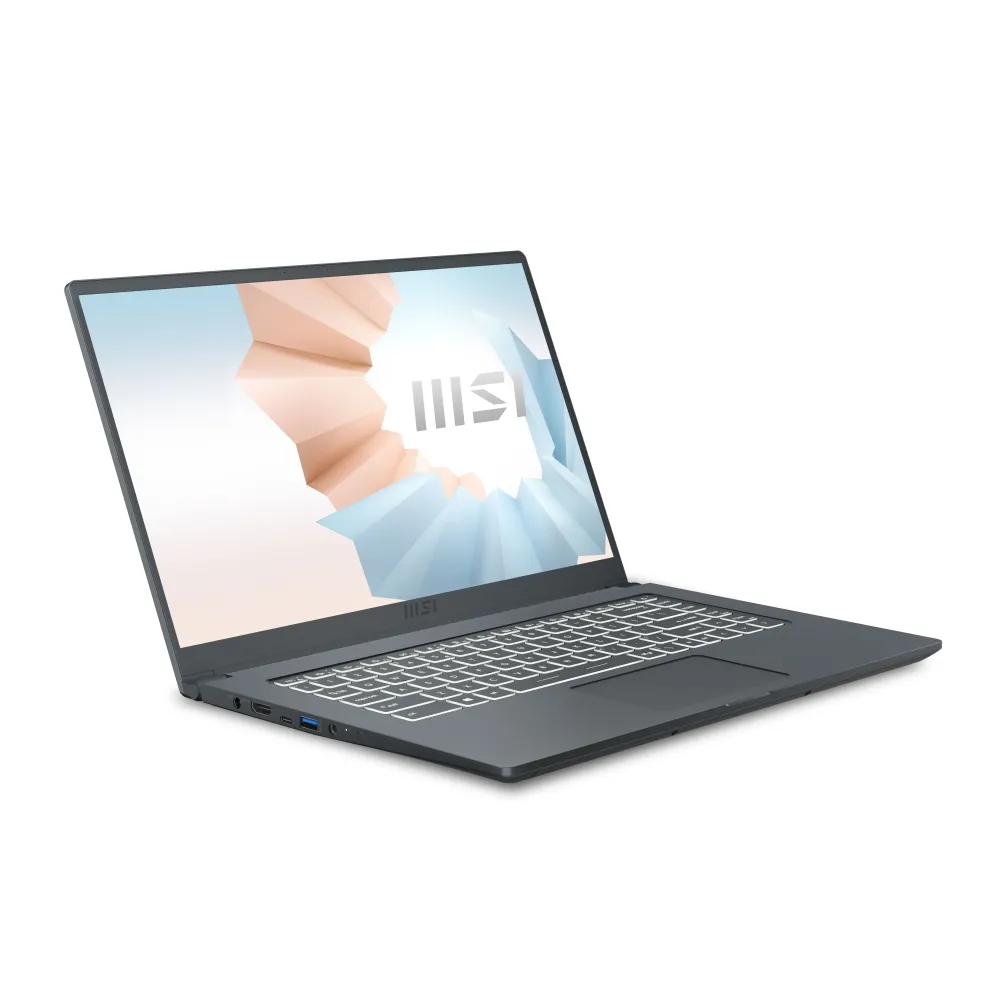 Лаптоп, MSI Modern 15 A11MU, 15.6" 1920x1080, IPS-Level FHD AG, i5-1155G7 (4C/8T, 2.5GHz, up to 4.5 Ghz, 8MB), Intel Iris Xe Graphics, 8GB DDR4 3200 (2 slots, Max 64GB), 512GB PCIe SSD, 802.11ax, BT5.1, 3 Cell, Backlight KBD White, NO OS, 1.6 kg, Carbon Gray - image 2