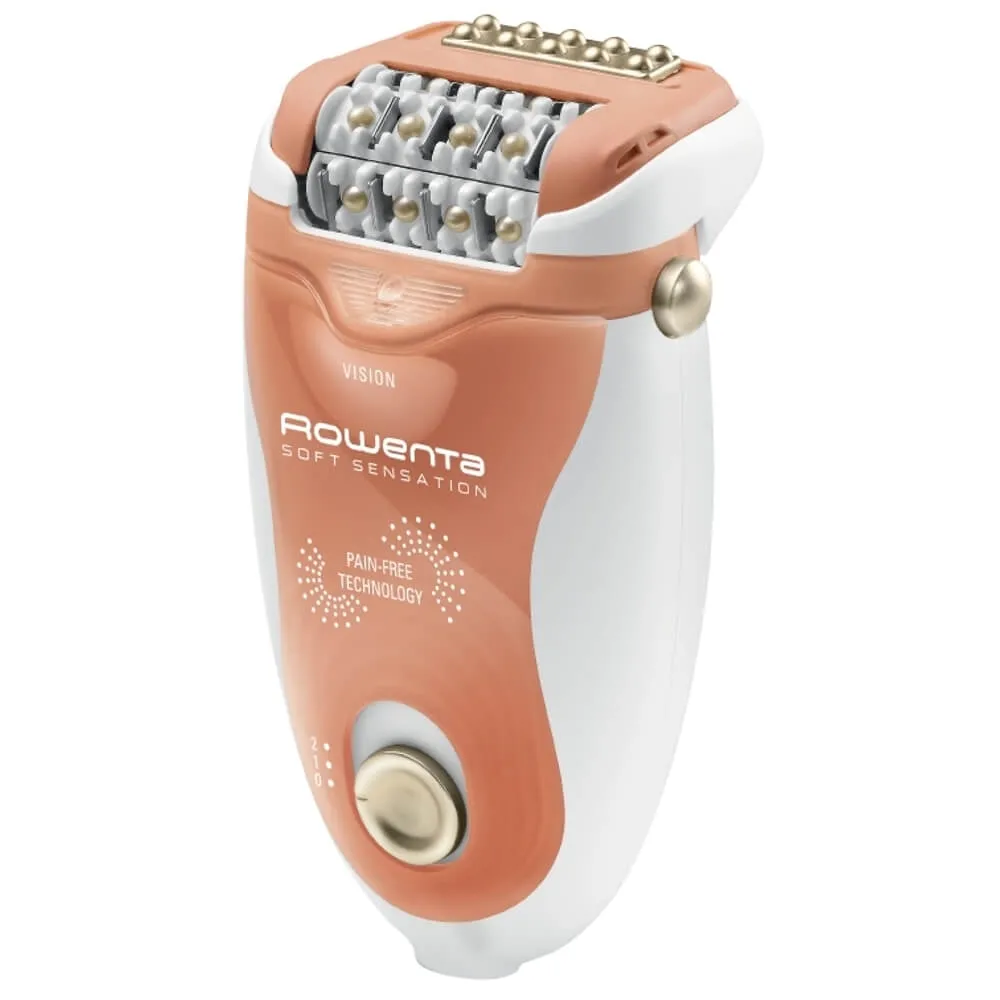 Епилатор, Rowenta EP5720F1, Soft Sensation, new anti pain system, removable head, vision light, acc: armpit, exfo roller, shaving head, trimming comb, pouch
