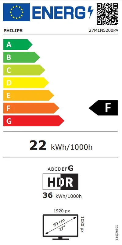 Монитор, Philips 27M1N5200PA/00, 27" IPS WLED, 1920x1080@240Hz, 1ms GtG, 0.5ms MPRT, 400cd/m2, 1000:1, Mega Infinity DCR, FreeSync Premium, FlickerFree, LowBlue Mode, Tilt, Height Adjust, Pivot, Swivel, HDMIx2, DP, USB Hub - image 4