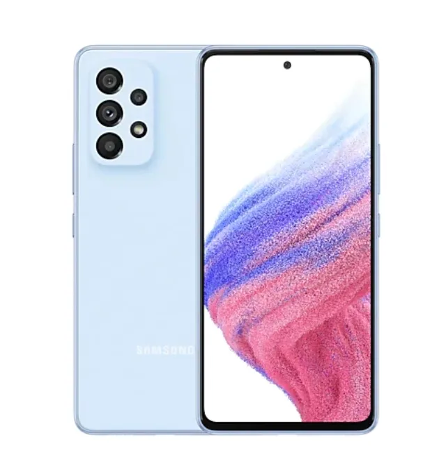 Мобилен телефон, Samsung SM-A536 GALAXY A53 5G 128 GB, Octa-Core (2x2.4 GHz, 6x2.0 GHz), 6 GB RAM, 6.5" 1080x2400 120 Hz Super AMOLED, 64.0 MP + 12.0 MP + 5.0 MP + 5.0 MP + 32.0 MP Selfie, 5000 mAh, Dual SIM, Awesome Blue