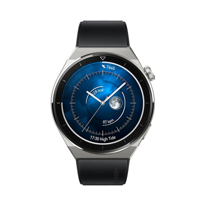 Часовник, Huawei Watch GT 3 Pro 46mm, Odin-B19S, 1.43", Amoled, 466x466, PPI 326, 4GB, Bluetooth 5.2 supports BLE/BR/EDR, 5ATM, NFC, GPS, Battery 530 maAh, Black Fluoroelastomer Strap