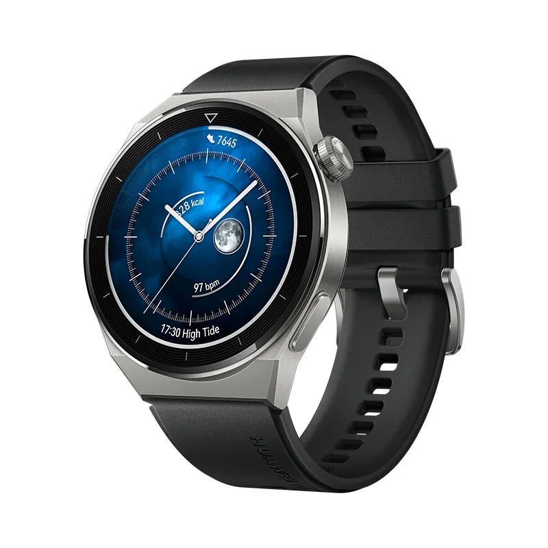 Часовник, Huawei Watch GT 3 Pro 46mm, Odin-B19S, 1.43", Amoled, 466x466, PPI 326, 4GB, Bluetooth 5.2 supports BLE/BR/EDR, 5ATM, NFC, GPS, Battery 530 maAh, Black Fluoroelastomer Strap - image 1