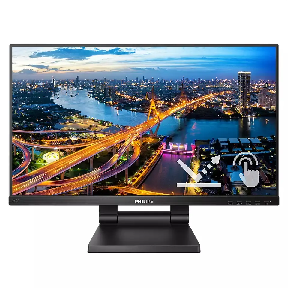 Монитор, Philips 242B1TC/00, 23.8" Touch (anti-glare), IPS, WLED, 1920x1080@75Hz, 4ms GTG, 250cd m/2, 1000:1, DCR 50M:1, FlickerFree, Low Blue Mode, 2Wx2, Tilt, Height Adjust, D-SUB, HDMI, DP, USB hub