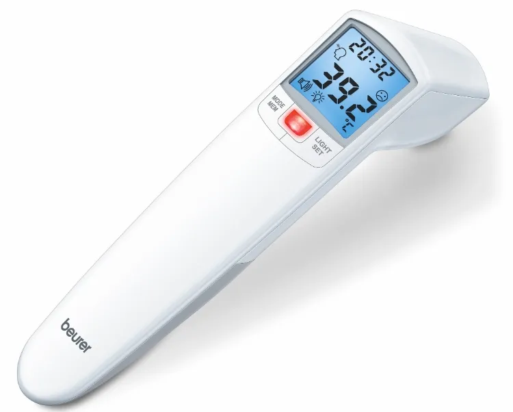 Термометър, Beurer FT 100 non-contact thermometer, Distance sensor (LED/acoustic signal), Measurement of body, ambient and surface temperature, Led temperature alarm (green, yellow/ red) & face icons, Displays measurements in °C and °F, Measuring distance 4/6 cm, 60 - image 1