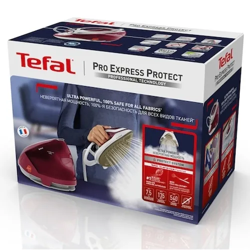 Парогенератор, Tefal GV9220E0, ProExpress Protect, red, 2600W, electronic temp settings, 7,5bars, 135g/min, steam boost 540g/min, Durilium Airglide Autoclean Ultra Thin soleplate, AD, AO, removable water tank 1,6L, calc collector, lock system, fast heat up 2min - image 3