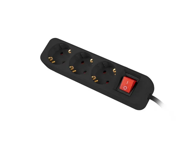 Разклонител, Lanberg power strip 1.5m, 3 sockets, french with circuit breaker quality-grade copper cable, black - image 2