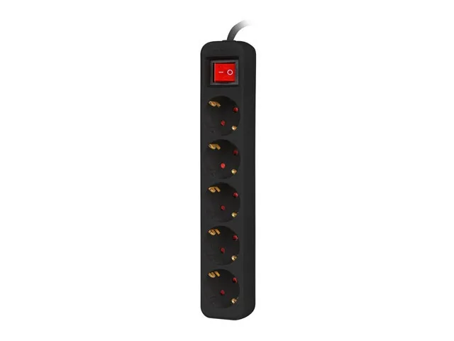 Разклонител, Lanberg power strip 3m, 5 sockets, french with circuit breaker quality-grade copper cable, black - image 1