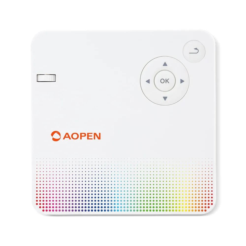 Мултимедиен проектор, AOPEN Projector PV10 (powered by Acer), DLP, WVGA (854 x 480), 300Lm, 5000:1, LED Lamp (up to 30,000 hours), HDMI, DC Out (5V/0.5A, USB Type A), Stereo mini jack, WiFi, Speaker 2W, 0.4Kg, White+Acer T82-W01MW 82.5" (16:10) Tripod Screen White - image 1