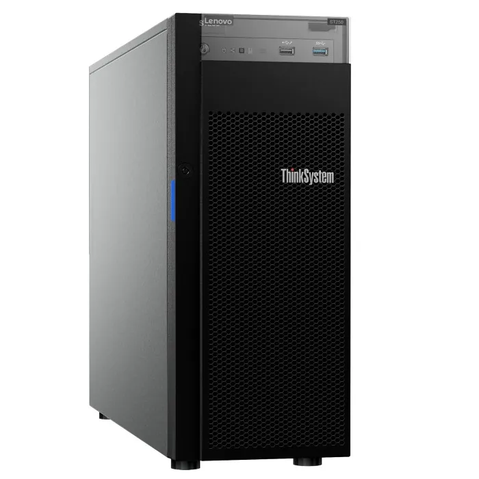 Сървър, Lenovo ThinkSystem ST250, Xeon E-2224 (4C, 3.4GHz, 8MB Cache/71W), 1x16GB, O/B, 2x3.5" 4TB 7.2K SATA 6Gb Hot Swap, SW RAID, HS 550W, XCC Standard, 3yr Warranty