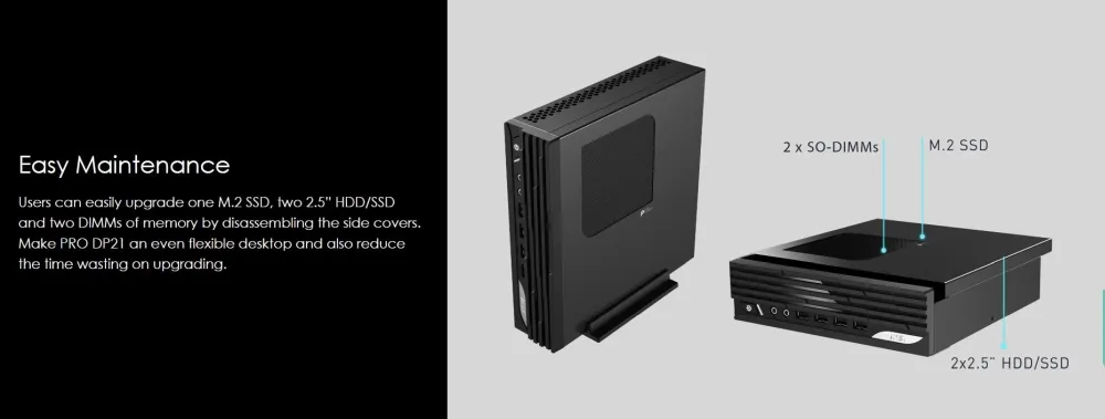 Настолен компютър, MSI PRO DP21, 11MA-091EU, i5-11400, Intel H510, Intel UHD Graphics, SO-DIMM DDR4 8GB (up to 64GB), 256GB M.2 PCIe SSD, 1x M.2 SSD, 2x 2.5", Intel AC 9462 WiFi M.2, COM port, Windows 11 Pro, 120W Adapter, 3 Year Warr, 1.27 Kg, VESA 100, 2.3 Liter, 120W - image 1