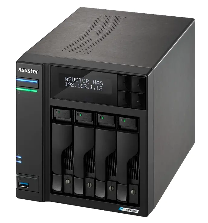 Мрежов сторидж, Asustor Lockerstor AS6704T, 4 Bay NAS, Intel Jasper Lake Quad-Core 2.0GHz, 4GB RAM DDR4, 2.5GbE x 2, M.2 SSD Slotsx4 (Diskless), USB 3.2 Gen 2x2, Toolless installation, with hot-swappable tray, hardware encryption, MyArchive, EZ connect, EZ Sync, Black - image 2