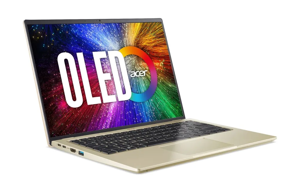 Лаптоп, Acer Swift 3, SF314-71-704M, Intel Core i7-12650H (2.30 GHz up to 4.70 GHz, 24MB), 14" 2.8K OLED (WQXGA+ 2880 x 1800), 400nit, DCI-P3 100%, 16 GB LPDDR5, 1024GB PCIe NVMe SSD, Intel UHD, WIFI 6E, BT, FHD Cam, Backlight KBD, FPR, Windows 11, Gold - image 2