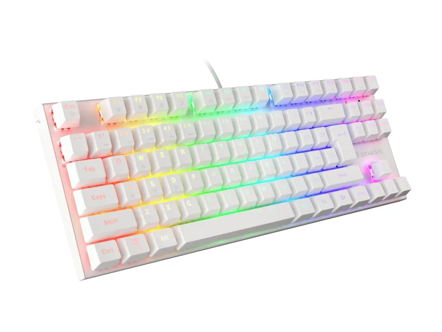 Клавиатура, Genesis Gaming Keyboard Thor 303 TKL White RGB Backlight US Layout Brown Switch - image 1