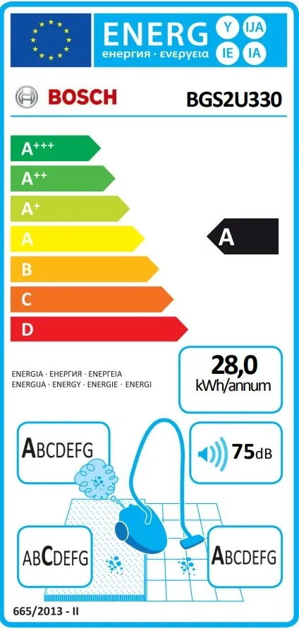 Прахосмукачка, Bosch BGS2U330, Vacuum Cleaner, 700 W, Bagless type, 1.4 L, 75 dB(A), Energy efficiency class A, black - image 5